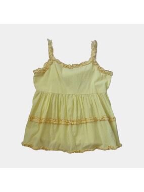 POL Pale Yellow Ruffle-Trim Sleeveless Tiered Blouse